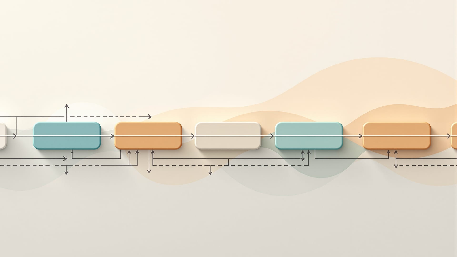 Ilustración abstracta de bloques encadenados que representan un flujo de trabajo automatizado